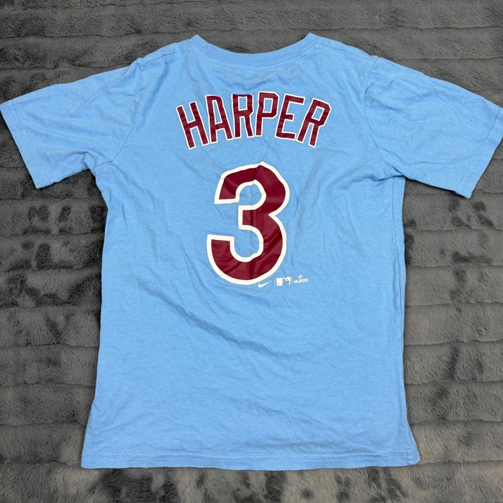 Nike Kids Philadelphia Phillies Bryce Harper 3 T-Shirt Light Blue Medium 10-12